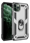 Mey İthalat®  iPhone 11 Pro Max Kılıf Sofya Yüzüklü Silikon Kapak - Gümüş