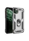 Mey İthalat®  iPhone 11 Pro Max Kılıf Sofya Yüzüklü Silikon Kapak - Gümüş