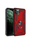 Mey İthalat®  iPhone 11 Pro Max Kılıf Sofya Yüzüklü Silikon Kapak - Kırmızı
