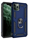 Mey İthalat®  iPhone 11 Pro Max Kılıf Sofya Yüzüklü Silikon Kapak - Lacivert