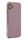 Mey İthalat®  iPhone 11 Pro Max Kılıf Volet Silikon - Mor