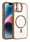 Mey İthalat®   iPhone 11 Remim Lensli Magsafe Standlı Kapak - Kahverengi