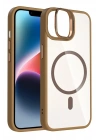 Mey İthalat®   iPhone 11 Remim Lensli Magsafe Standlı Kapak - Kahverengi