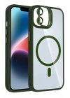Mey İthalat®   iPhone 11 Remim Lensli Magsafe Standlı Kapak - Koyu Yeşil