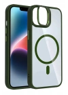 Mey İthalat®   iPhone 11 Remim Lensli Magsafe Standlı Kapak - Koyu Yeşil