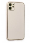 Mey İthalat®  iPhone 12 Kılıf Coco Deri Silikon Kapak - Beyaz