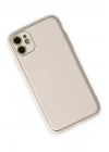 Mey İthalat®  iPhone 12 Kılıf Coco Deri Silikon Kapak - Beyaz