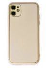 Mey İthalat®  iPhone 12 Kılıf Coco Deri Silikon Kapak - Gold