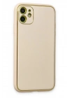 Mey İthalat®  iPhone 12 Kılıf Coco Deri Silikon Kapak - Gold