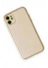 Mey İthalat®  iPhone 12 Kılıf Coco Deri Silikon Kapak - Gold