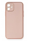 Mey İthalat®  iPhone 12 Kılıf Coco Deri Silikon Kapak - Pembe
