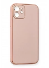 Mey İthalat®  iPhone 12 Kılıf Coco Deri Silikon Kapak - Pembe