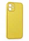 Mey İthalat®  iPhone 12 Kılıf Coco Deri Silikon Kapak - Sarı