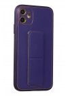 Mey İthalat®  iPhone 12 Kılıf Coco Deri Standlı Kapak - Mor