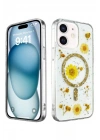 Mey İthalat®  iPhone 12 Kılıf Daisy Simli Magsafe Kapak - Gold