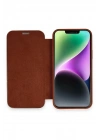 Mey İthalat®  iPhone 12 Kılıf Dolpin Kapaklı - Kahverengi