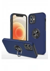 Mey İthalat®  iPhone 12 Kılıf Elit Yüzüklü Kapak - Lacivert
