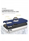 Mey İthalat®  iPhone 12 Kılıf Elit Yüzüklü Kapak - Lacivert