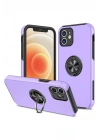 Mey İthalat®  iPhone 12 Kılıf Elit Yüzüklü Kapak - Mor