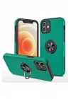 Mey İthalat®  iPhone 12 Kılıf Elit Yüzüklü Kapak - Yeşil