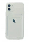 Mey İthalat®  iPhone 12 Kılıf Kart Şeffaf Silikon - Şeffaf
