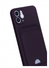 Mey İthalat®  iPhone 12 Kılıf Kelvin Kartvizitli Silikon - Derin Mor