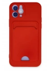 Mey İthalat®  iPhone 12 Kılıf Kelvin Kartvizitli Silikon - Kırmızı