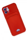 Mey İthalat®  iPhone 12 Kılıf Kelvin Kartvizitli Silikon - Kırmızı
