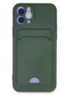 Mey İthalat®  iPhone 12 Kılıf Kelvin Kartvizitli Silikon - Koyu Yeşil