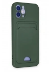 Mey İthalat®  iPhone 12 Kılıf Kelvin Kartvizitli Silikon - Koyu Yeşil