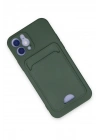 Mey İthalat®  iPhone 12 Kılıf Kelvin Kartvizitli Silikon - Koyu Yeşil