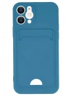 Mey İthalat®  iPhone 12 Kılıf Kelvin Kartvizitli Silikon - Mavi