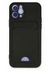 Mey İthalat®  iPhone 12 Kılıf Kelvin Kartvizitli Silikon - Siyah