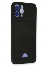 Mey İthalat®  iPhone 12 Kılıf Kelvin Kartvizitli Silikon - Siyah