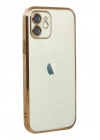 Mey İthalat®  iPhone 12 Kılıf  Lensli Silikon - Gold