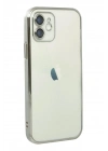 Mey İthalat®  iPhone 12 Kılıf  Lensli Silikon - Gümüş
