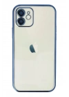 Mey İthalat®  iPhone 12 Kılıf  Lensli Silikon - Lacivert