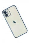 Mey İthalat®  iPhone 12 Kılıf  Lensli Silikon - Lacivert