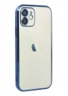 Mey İthalat®  iPhone 12 Kılıf  Lensli Silikon - Lacivert