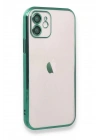 Mey İthalat®  iPhone 12 Kılıf  Lensli Silikon - Yeşil