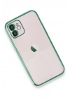 Mey İthalat®  iPhone 12 Kılıf  Lensli Silikon - Yeşil