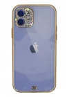 Mey İthalat®  iPhone 12 Kılıf Liva Taşlı Silikon - Beyaz