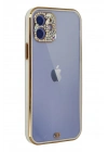 Mey İthalat®  iPhone 12 Kılıf Liva Taşlı Silikon - Beyaz