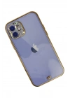 Mey İthalat®  iPhone 12 Kılıf Liva Taşlı Silikon - Mor
