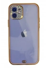 Mey İthalat®  iPhone 12 Kılıf Liva Taşlı Silikon - Pembe