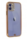 Mey İthalat®  iPhone 12 Kılıf Liva Taşlı Silikon - Pembe