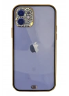Mey İthalat®  iPhone 12 Kılıf Liva Taşlı Silikon - Siyah
