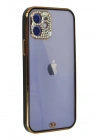 Mey İthalat®  iPhone 12 Kılıf Liva Taşlı Silikon - Siyah