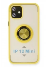 Mey İthalat®  iPhone 12 Kılıf Montreal Yüzüklü Silikon Kapak - Sarı