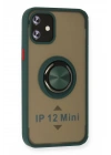 Mey İthalat®  iPhone 12 Kılıf Montreal Yüzüklü Silikon Kapak - Yeşil